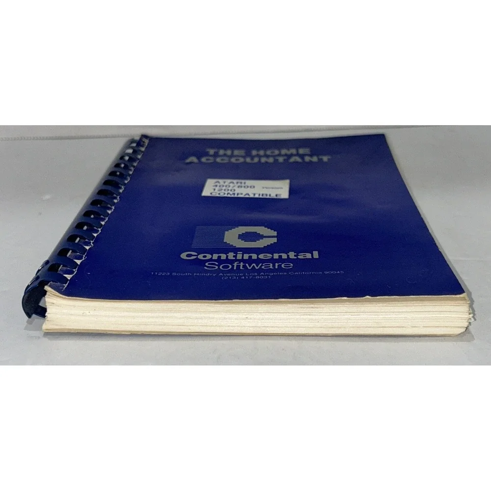 The Home Accountant Software Manual For Atari Computer Continental Software 1983
